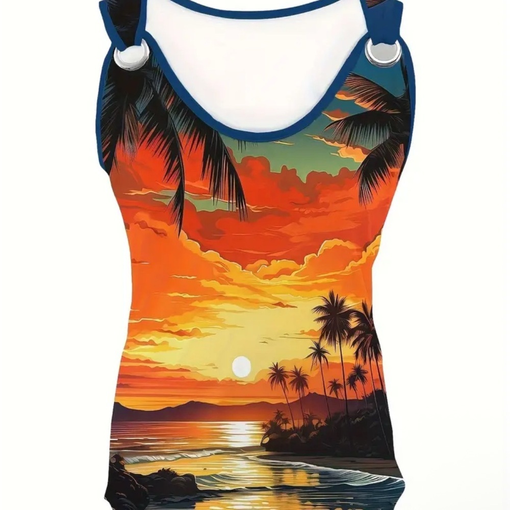Tropical Sunset Print tank top